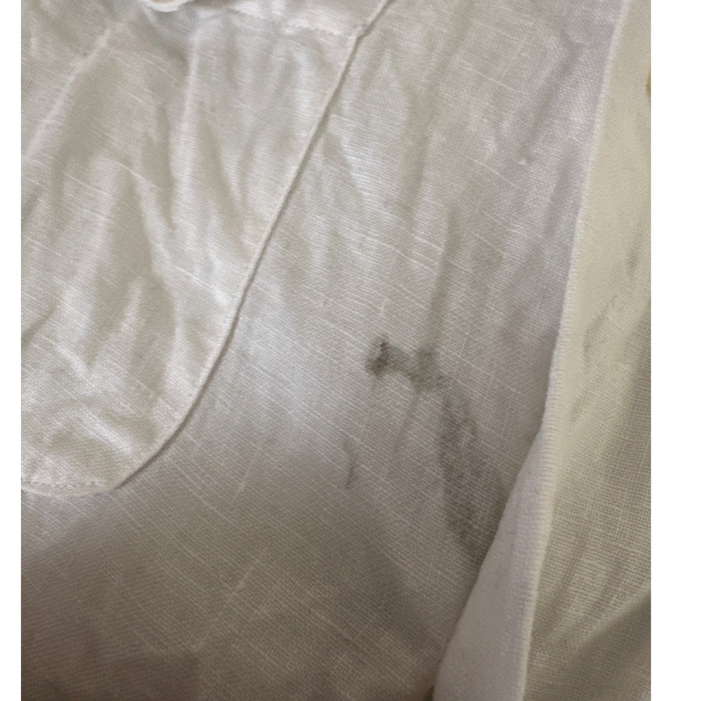 Banana Republic Linen Shirt Button Up Short Sleeve Pockets Men's Large White - Picture 3 of 8